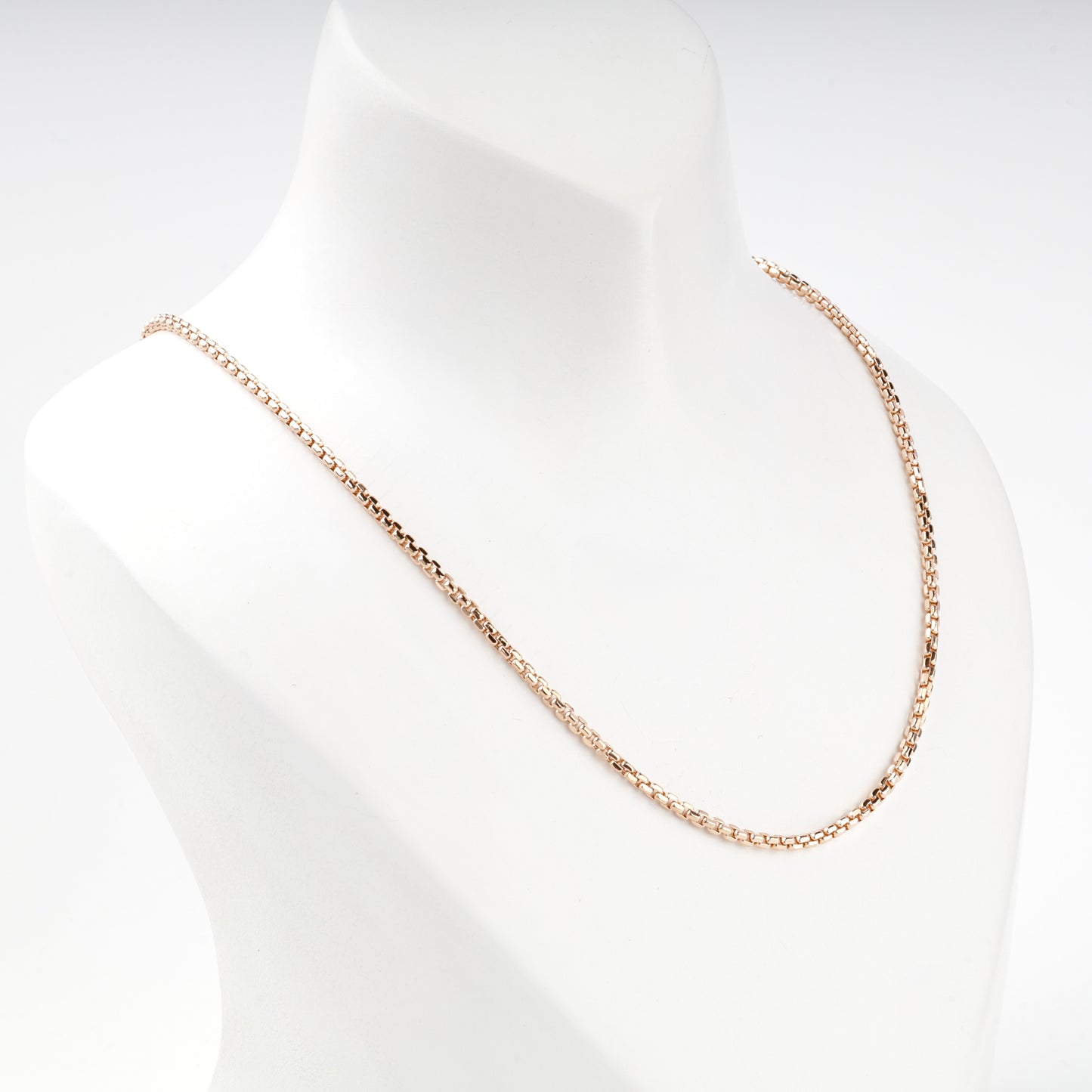 Rose Gold 14K box chain necklace with lobster clasp
