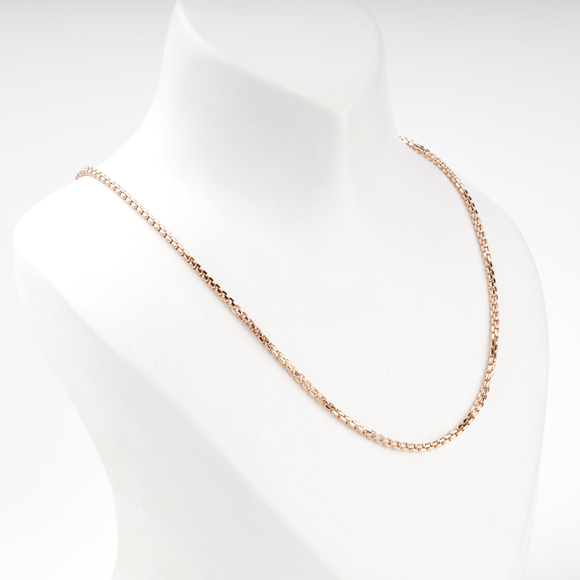 Rose Gold 14K box chain necklace with lobster clasp