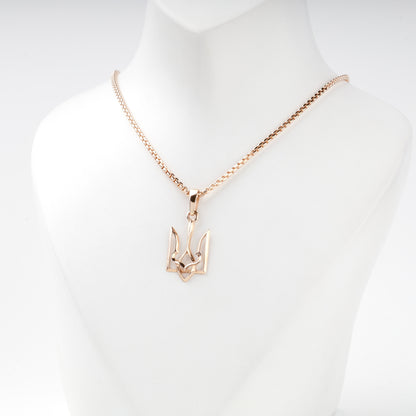 Rose Gold 14K Trident pendant — close front view — Kabluchka