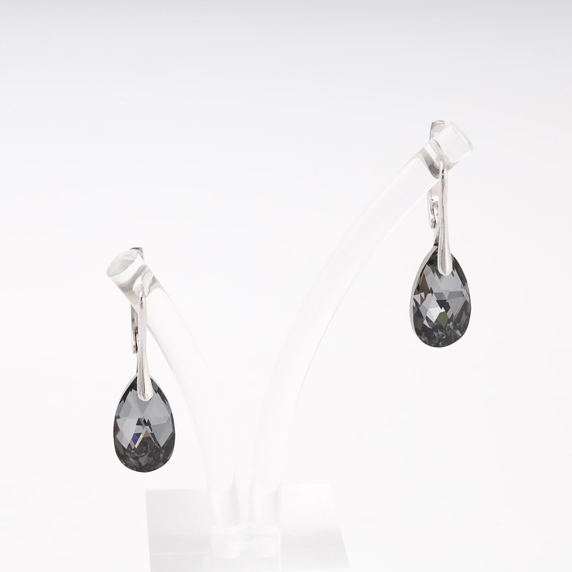 Silver 925 drop earrings with grey Swarovski crystal — Kabluchka