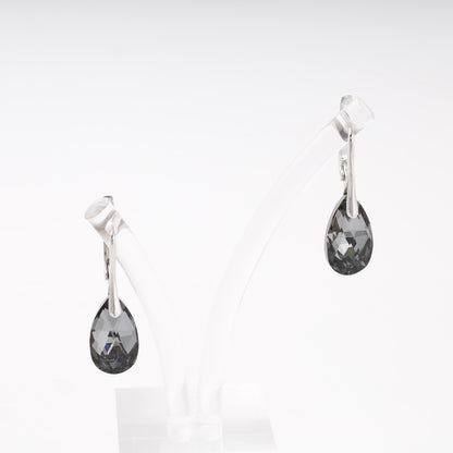 Silver 925 drop earrings with grey Swarovski crystal — Kabluchka