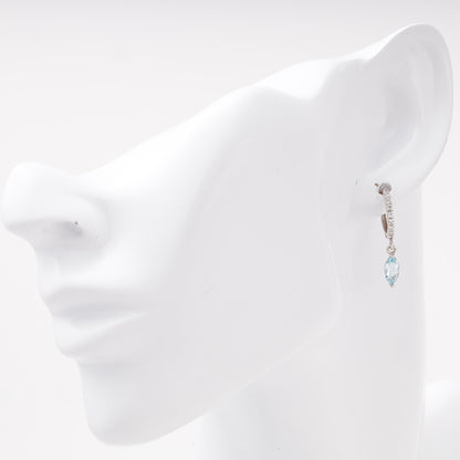 Silver 925 huggie earrings with cubic zirconia and blue topaz — Kabluchka
