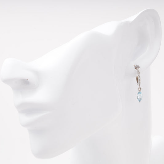 Silver 925 huggie earrings with cubic zirconia and blue topaz — Kabluchka