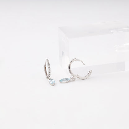Blue topaz and cubic zirconia silver 925 earrings — Kabluchka