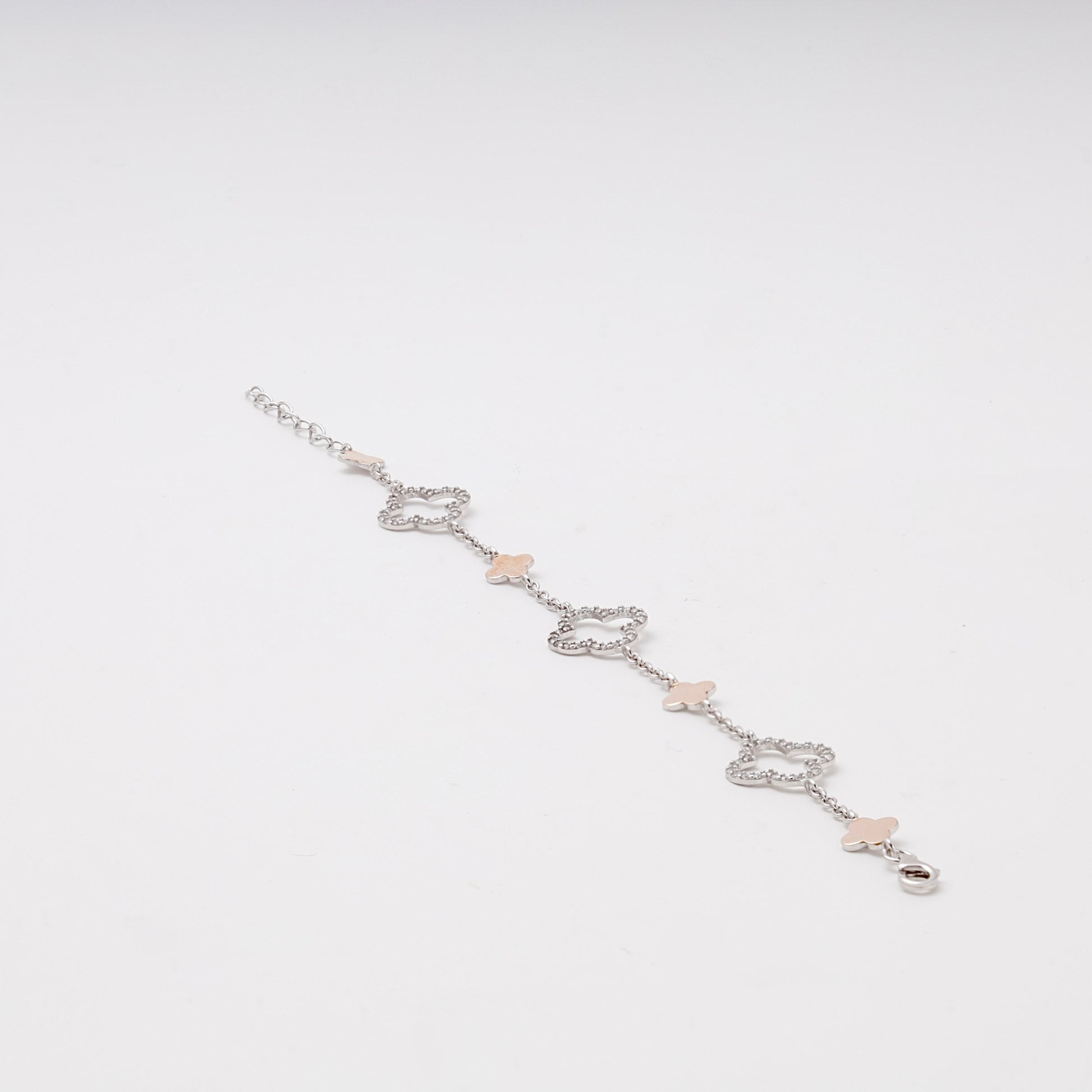 Silver 925 Clover CZ Bracelet side view — Kabluchka