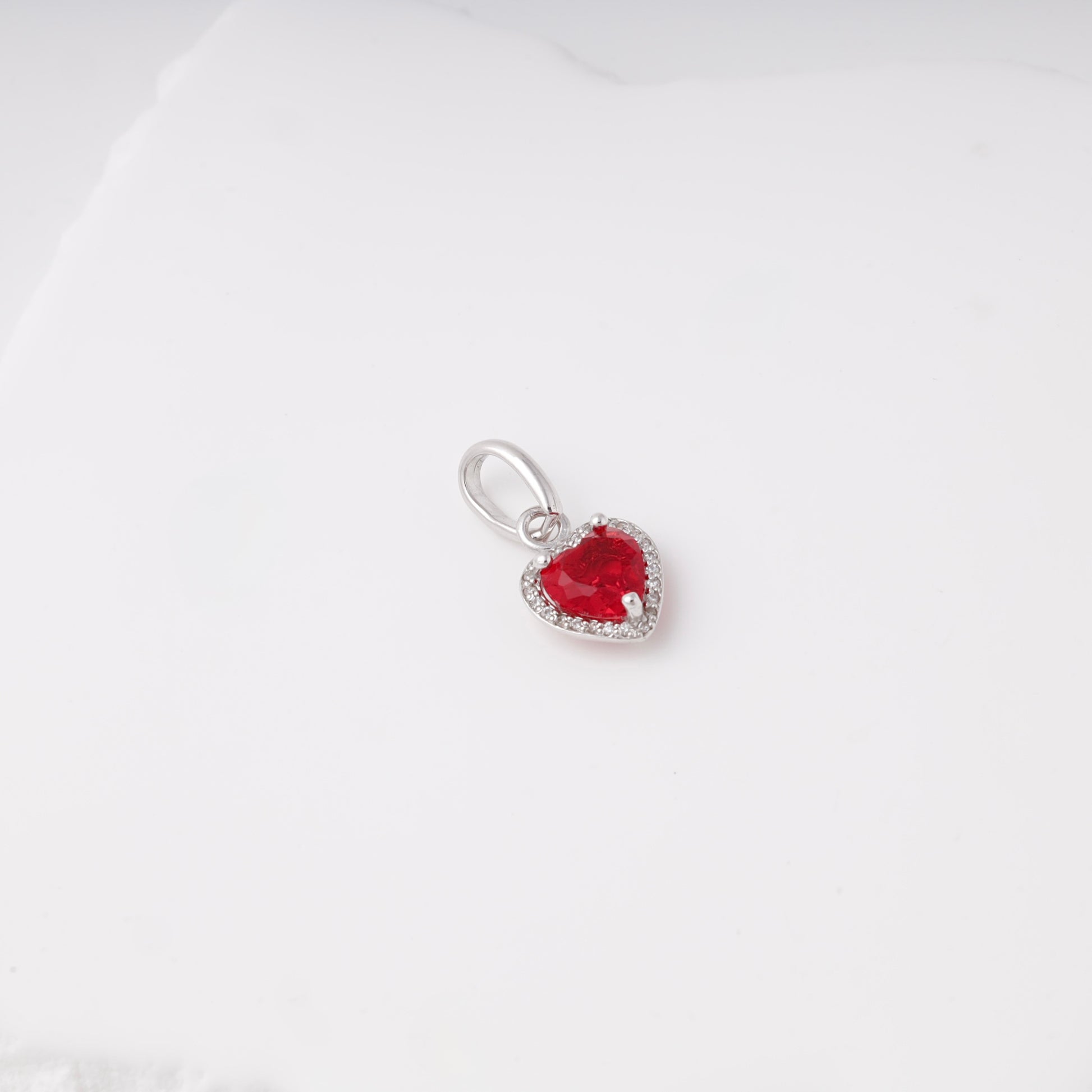 Silver 925 red heart CZ pendant with halo — view 4 — Kabluchka