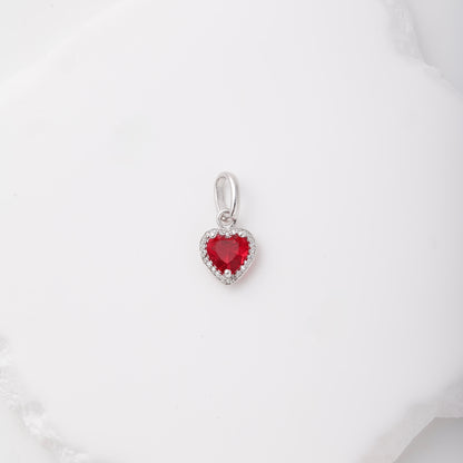 Silver 925 red heart CZ pendant with halo — view 3 — Kabluchka