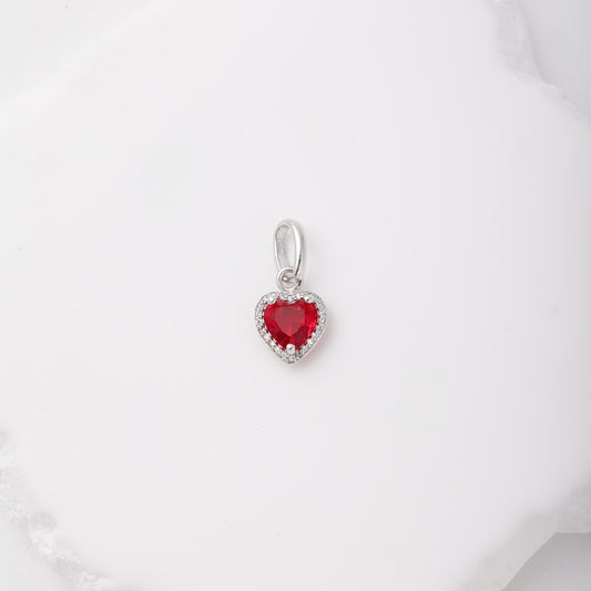 Silver 925 red heart CZ pendant with halo — view 3 — Kabluchka