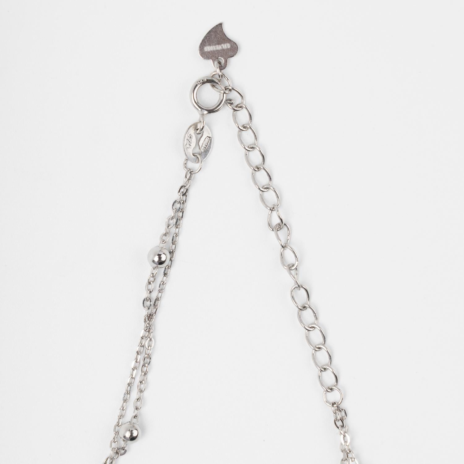 Double Layer Silver Necklace with Opal - Detail View | Jewelry Store Kabluchka