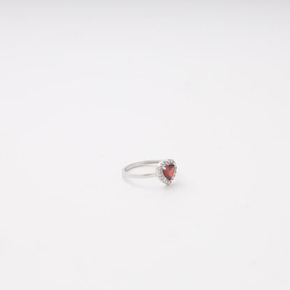 Silver 925 heart halo ring with white cubic zirconia halo — Kabluchka