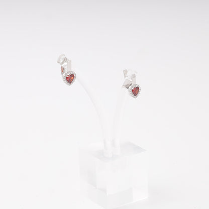 Silver 925 heart halo earrings shown on a stand — Kabluchka