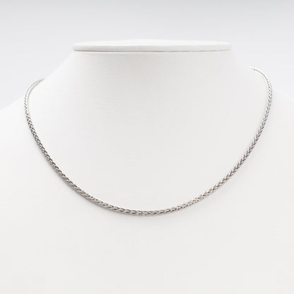 Rhodium-plated silver 925 wheat chain necklace on white background | Jewelry Store Kabluchka