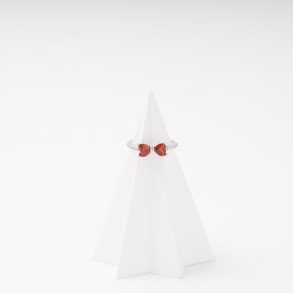 Silver 925 bow ring with red cubic zirconia — Kabluchka