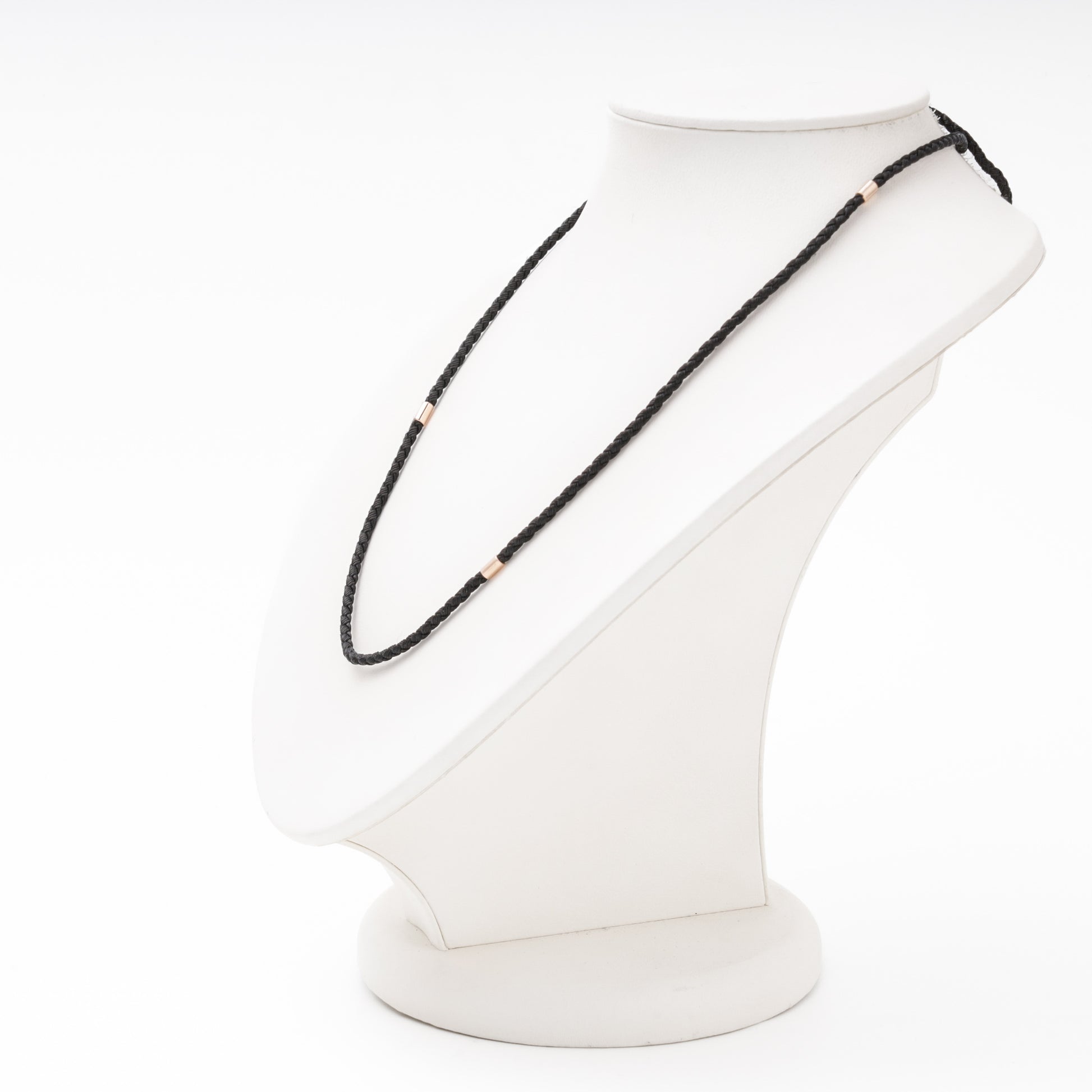 Black silk cord with rose gold lobster clasp detail — Kabluchka