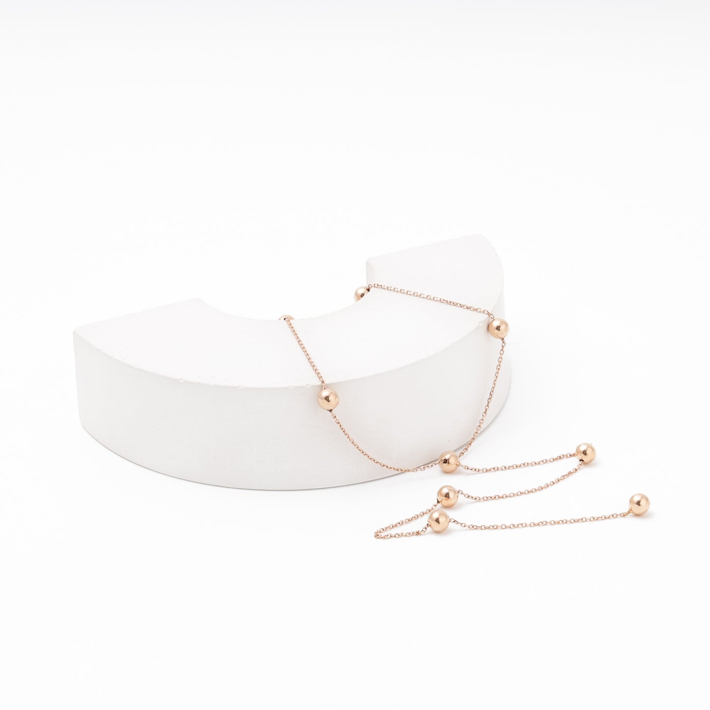 Rose gold Y-necklace with ball stations — Kabluchka