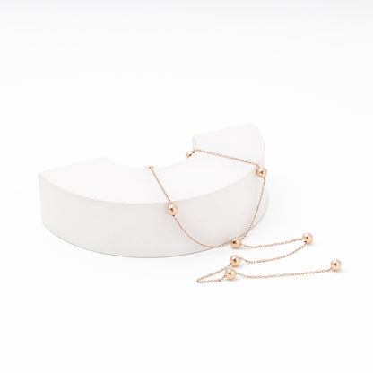Rose gold Y-necklace with ball stations — Kabluchka