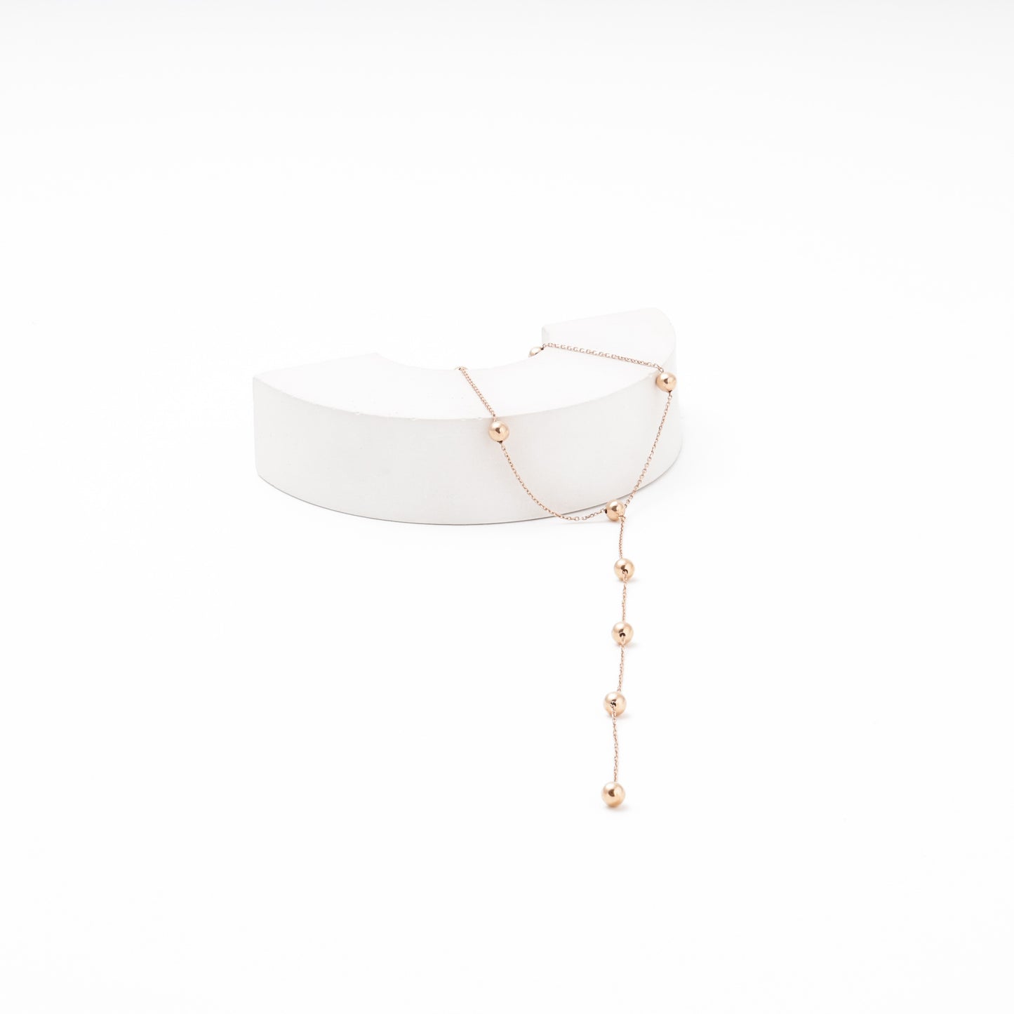 14K rose gold station necklace detail — Kabluchka