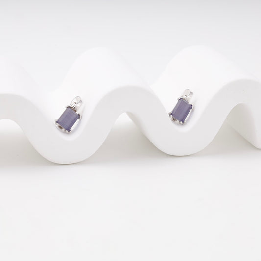 Rhodium-plated silver 925 ulexite earrings — Kabluchka