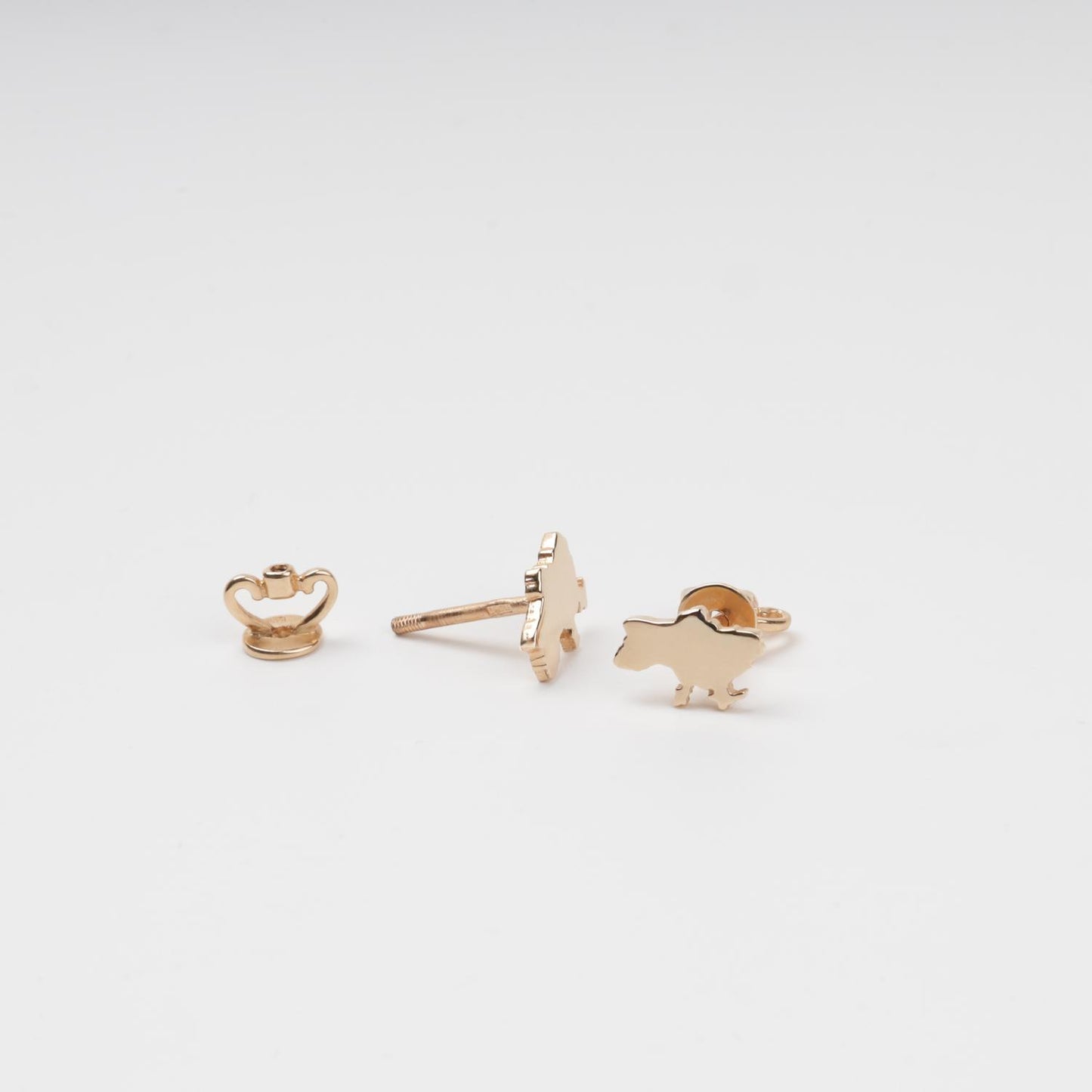 Rose Gold Patriotic Earrings Ukraine Map 585 - Angle View | Kabluchka