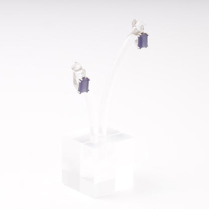 Silver 925 earrings with ulexite, side view — Kabluchka