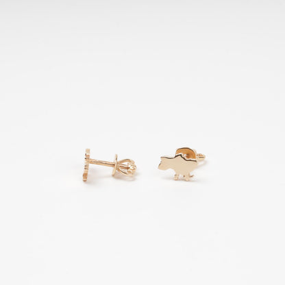 Ukraine Map Rose Gold Earrings Studs - Top View | Jewelry Store Kabluchka