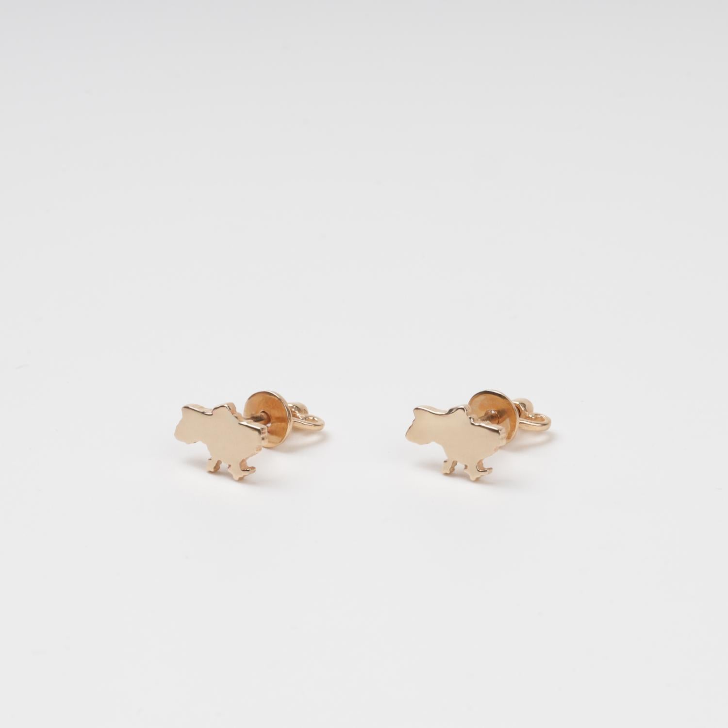 Ukraine Map Rose Gold Stud Earrings - Side View | Jewelry Store Kabluchka