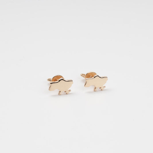 Ukraine Map Rose Gold Stud Earrings 585 - Detail View | Kabluchka