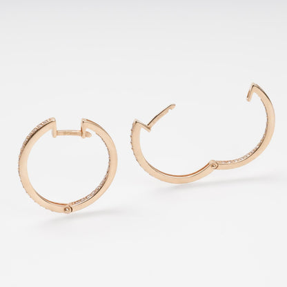 Gold hoop earrings with cubic zirconia clicker closure | Kabluchka