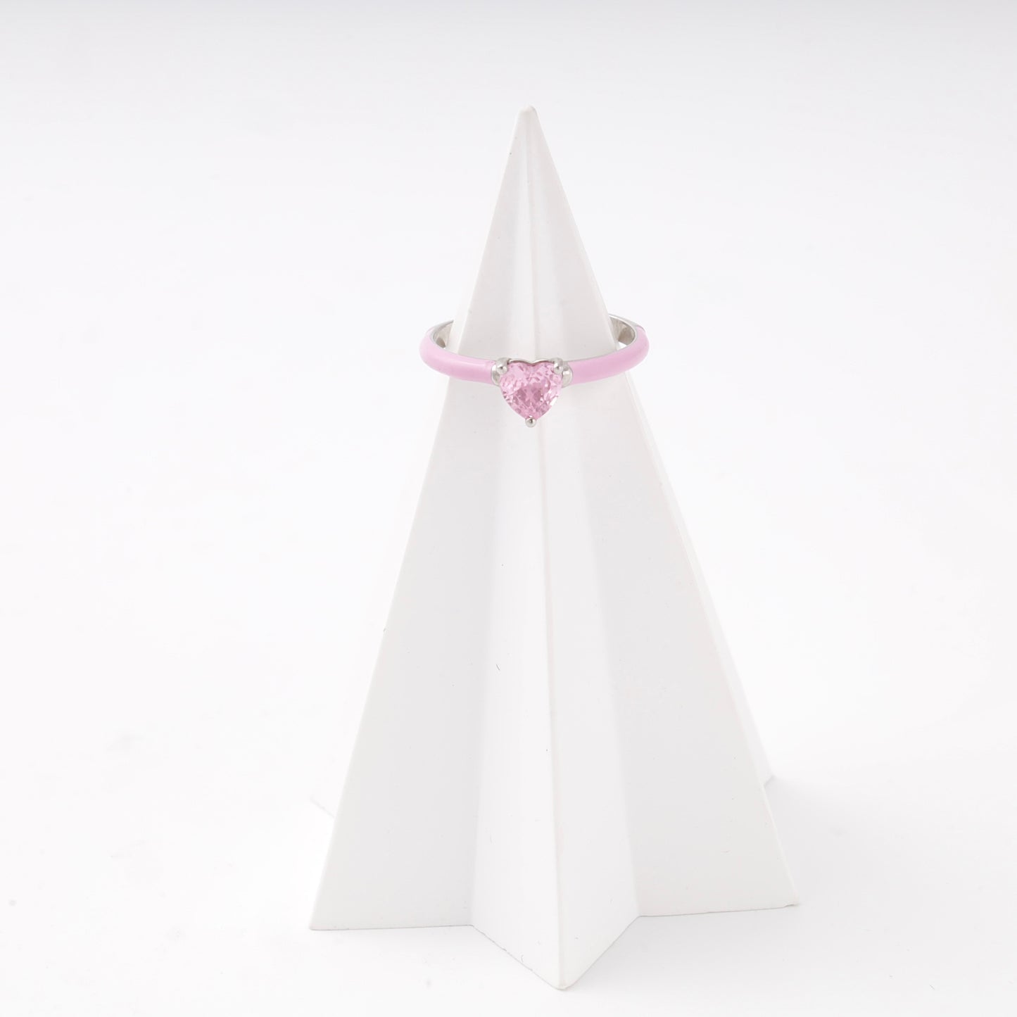 Silver 925 pink heart ring detail — Kabluchka