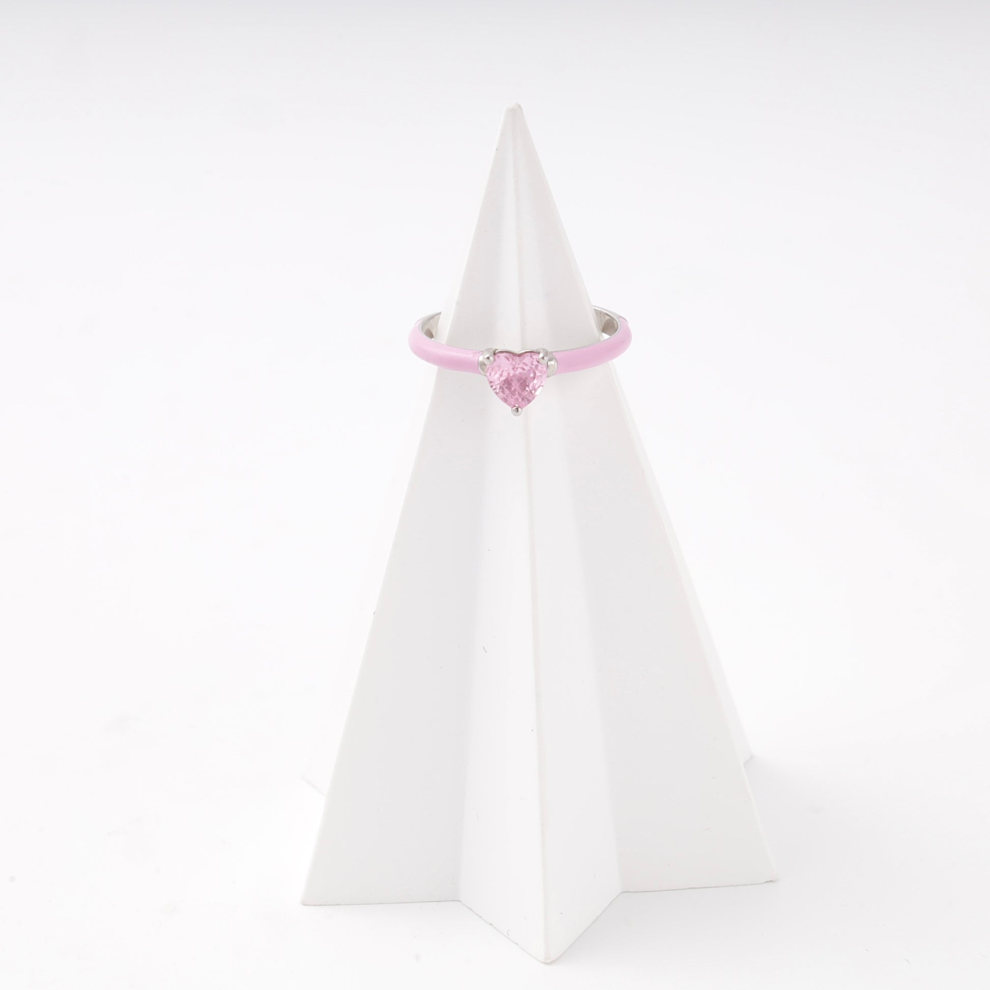 Silver 925 pink heart ring detail — Kabluchka