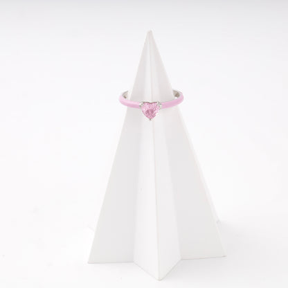 Silver 925 pink heart ring detail — Kabluchka