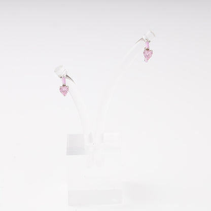 Silver 925 huggie earrings with pink enamel detail — Kabluchka