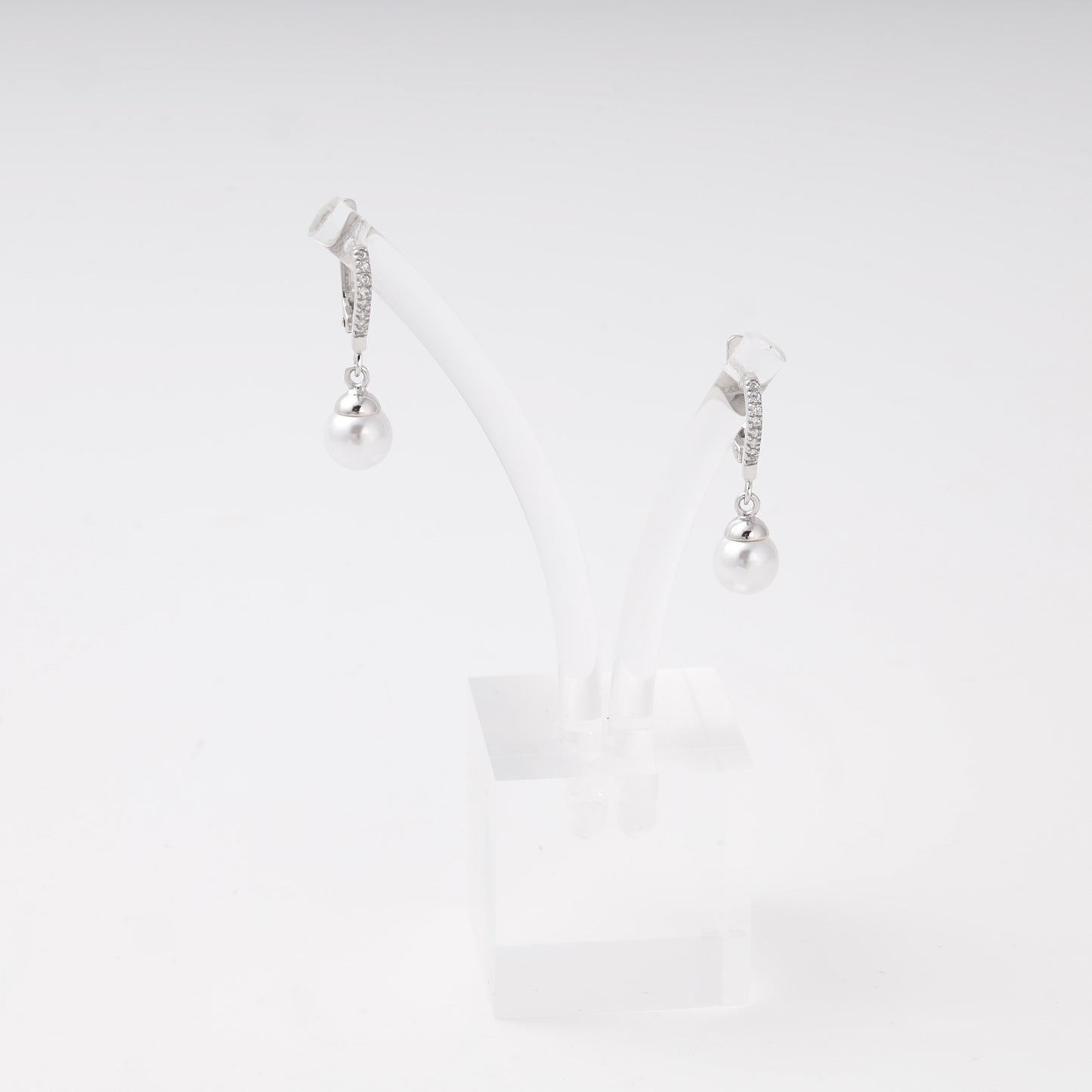 Silver 925 pearl drop earrings with CZ — view 5 — Kabluchka