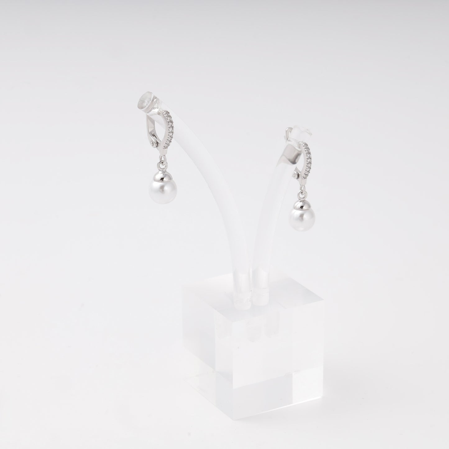 Silver 925 pearl drop earrings with CZ — view 3 — Kabluchka