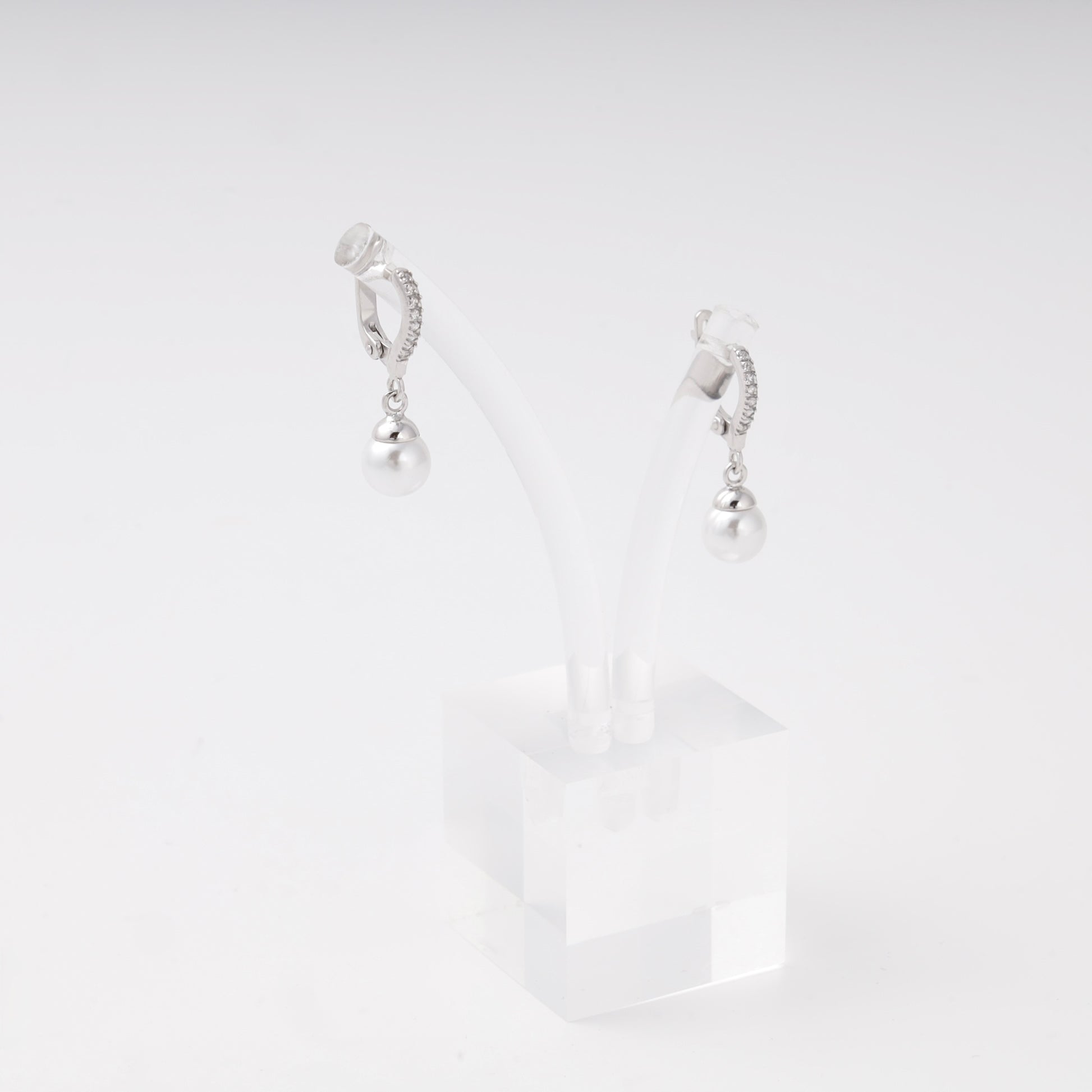 Silver 925 pearl drop earrings with CZ — view 3 — Kabluchka