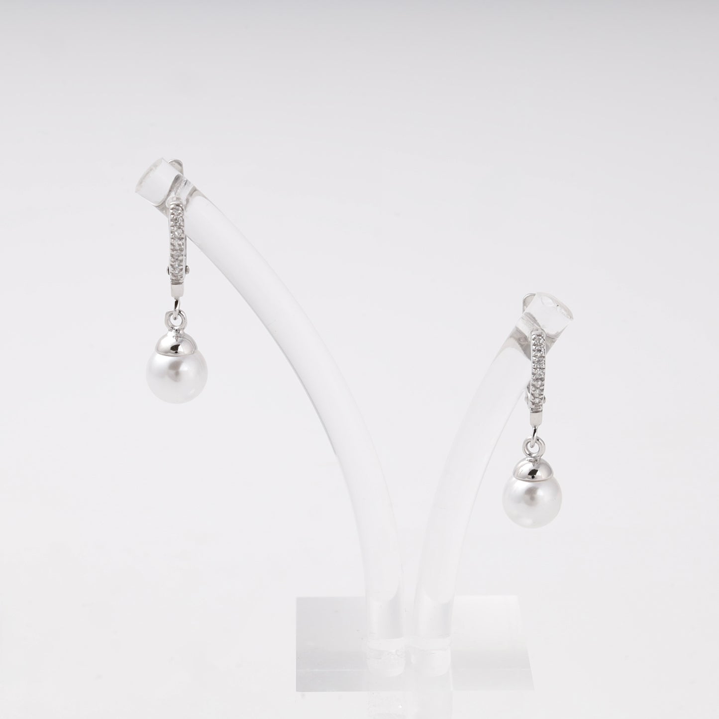 Silver 925 pearl drop earrings with CZ — view 1 — Kabluchka