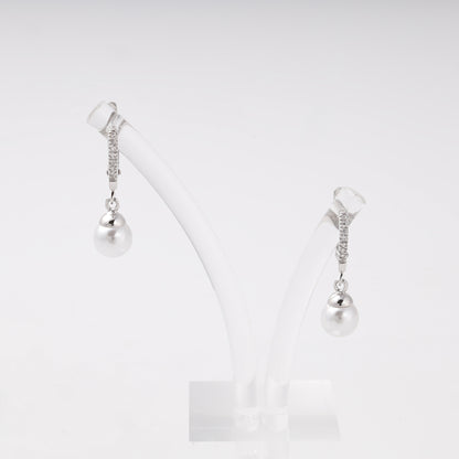 Silver 925 pearl drop earrings with CZ — view 1 — Kabluchka
