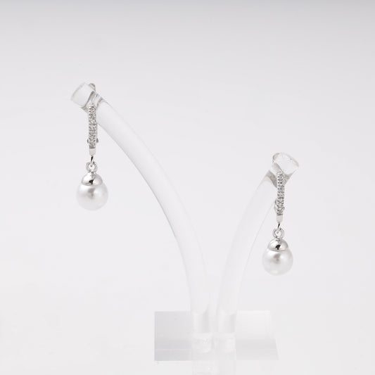 Silver 925 pearl drop earrings with CZ — view 1 — Kabluchka