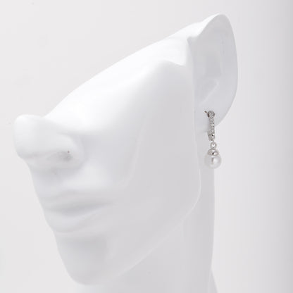 Silver 925 pearl drop earrings with CZ — view 4 — Kabluchka