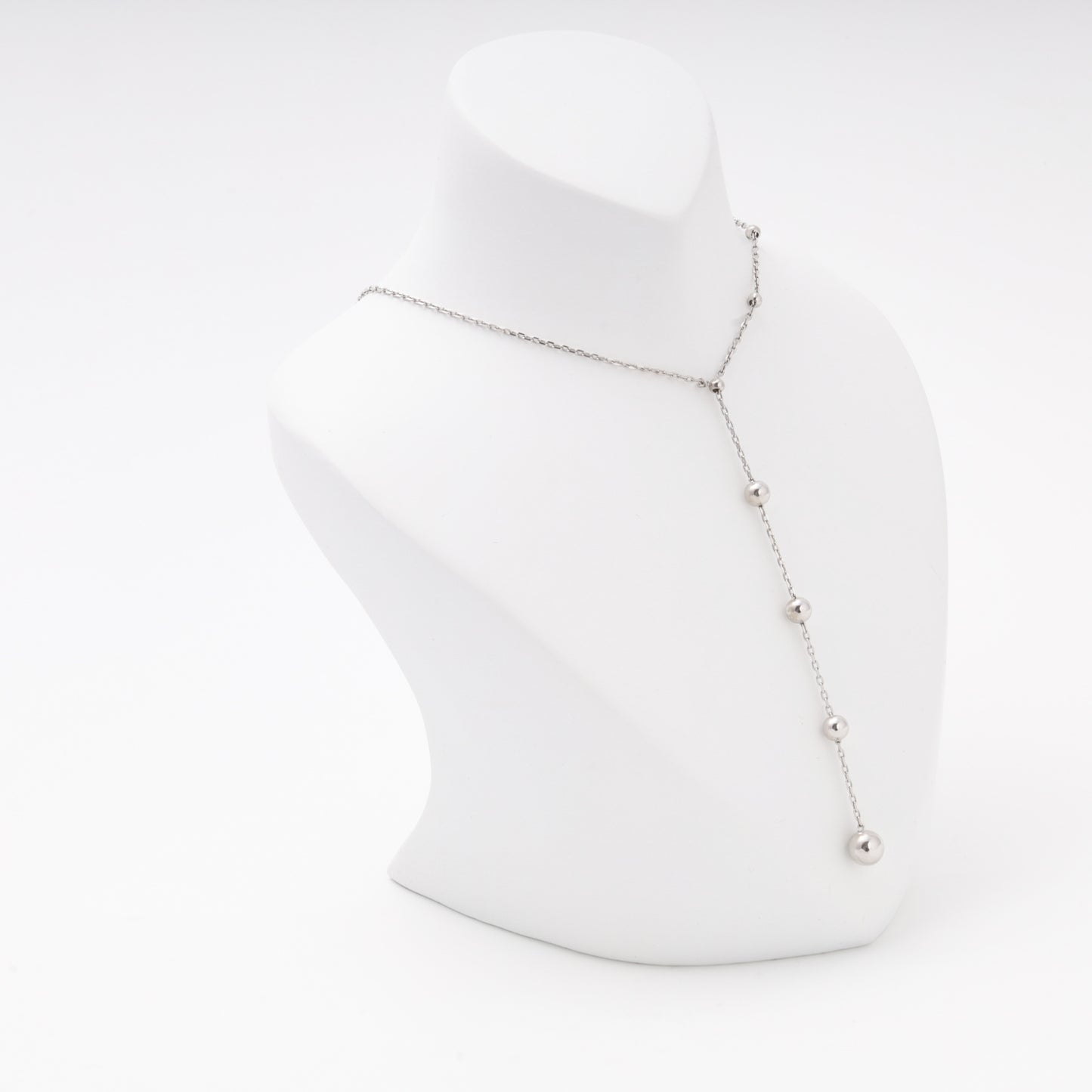 Silver 925 Rhodium Ball Chain Necklace Detail — Kabluchka