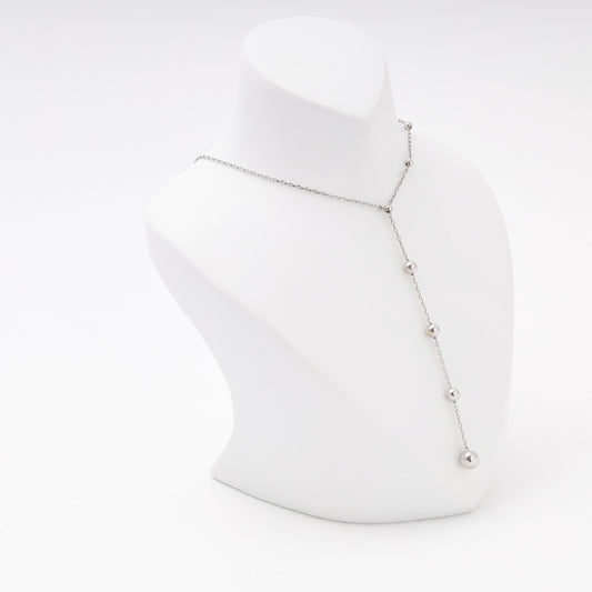 Silver 925 Rhodium Ball Chain Necklace Detail — Kabluchka