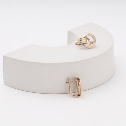 Gold 585 three-tone knot earrings — Kabluchka