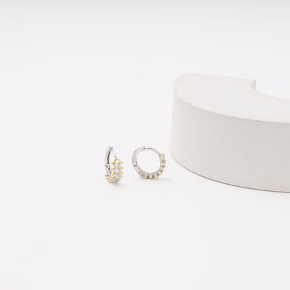 Silver 925 CZ Huggie Earrings flat lay — Kabluchka