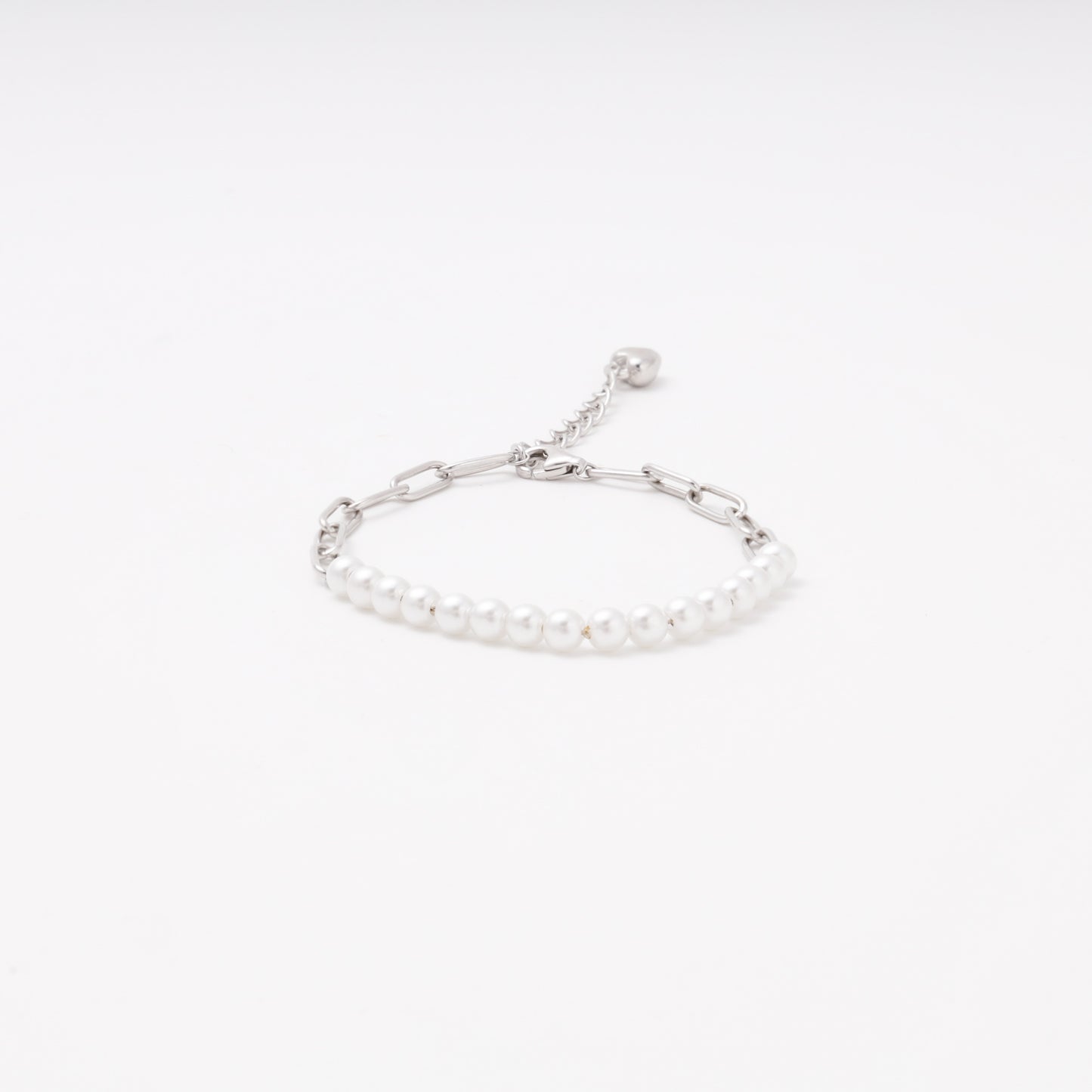 Silver 925 pearl and chain bracelet with lobster clasp — Kabluchka