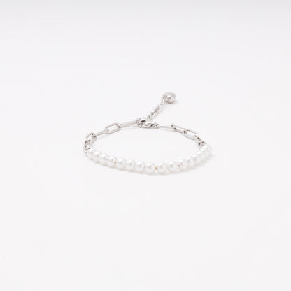 Silver 925 pearl and chain bracelet with lobster clasp — Kabluchka