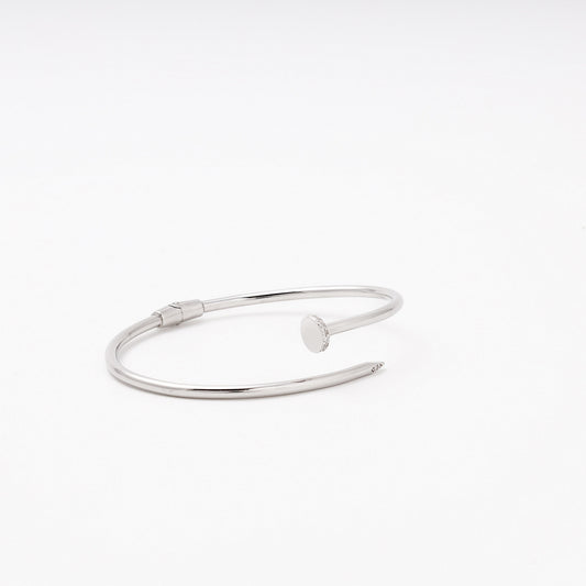 Silver 925 Rhodium Plain Bangle Side View — Kabluchka