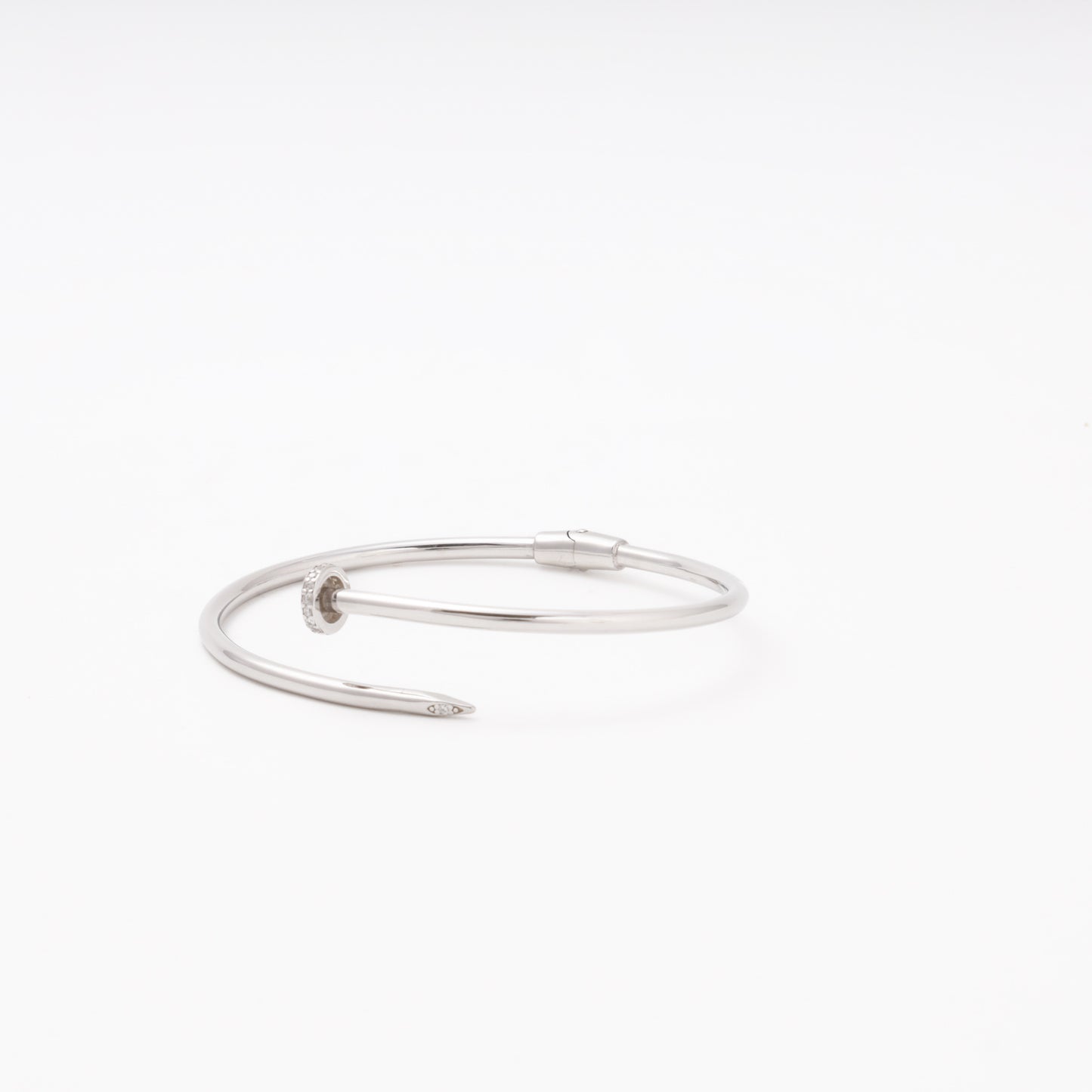 Silver 925 Rhodium Plain Bangle on Wrist — Kabluchka