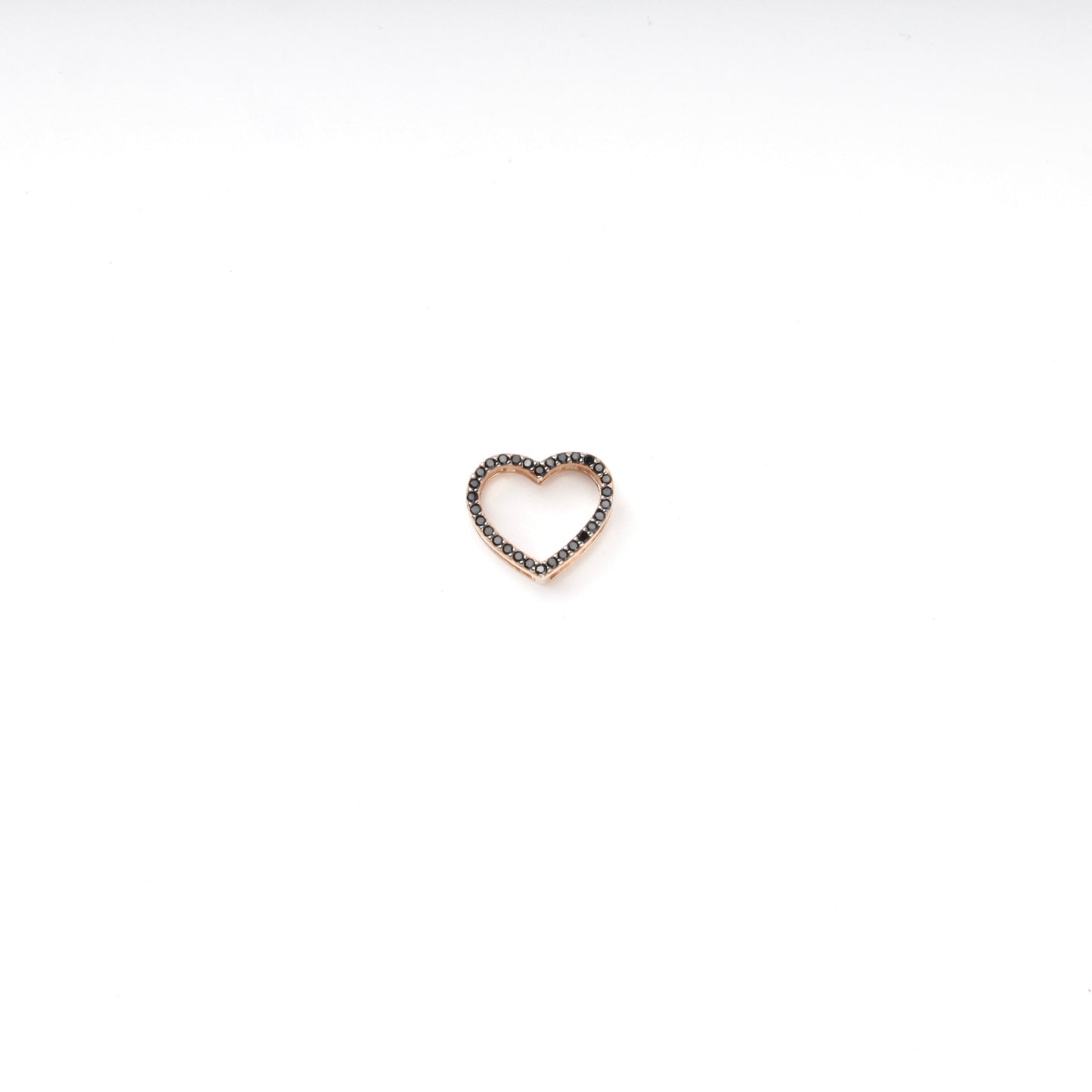 Gold 585 Open Heart Pendant with Black Cubic Zirconia — Kabluchka