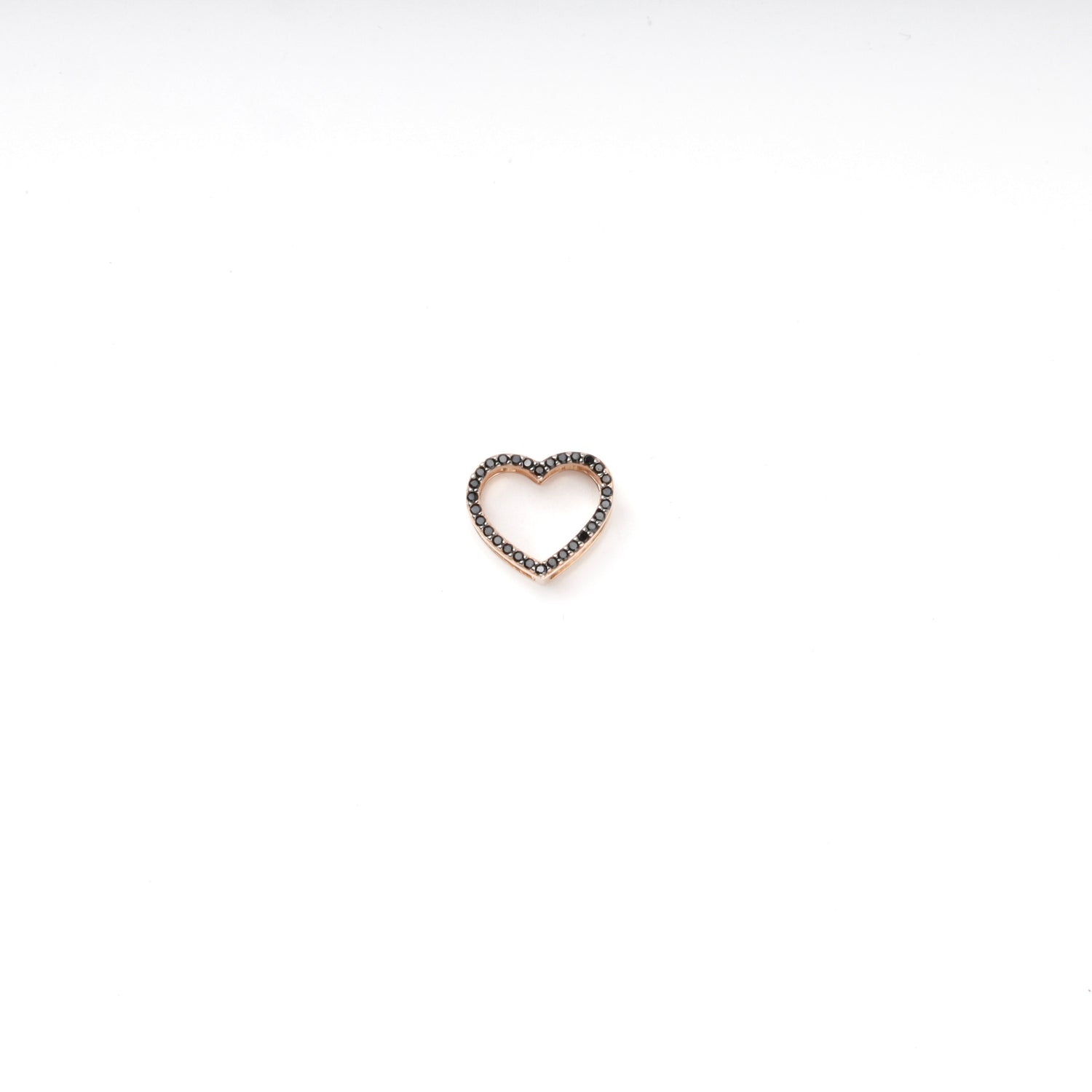 Gold 585 Open Heart Pendant with Black Cubic Zirconia — Kabluchka