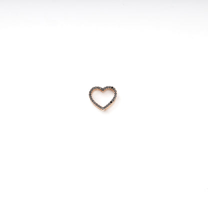 Gold 585 Open Heart Pendant with Black Cubic Zirconia — Kabluchka